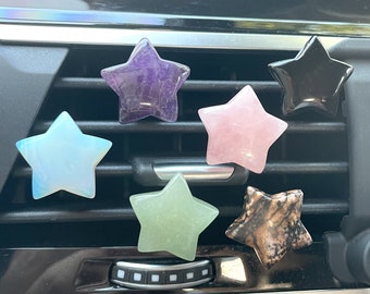 Rose Quartz Star Crystal Car Vent Clips Moonstone Star Car Charm Opal Cute Car Accessorie for Women Pink Rhodonite car interior accessories