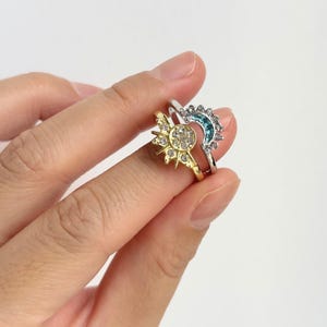 Celestial Sun and Moon Ring,Bff Ring, Stacking Ring, Matching Couple Rings Set ,Unique Gift, Witchy Rings, Best Friend Gift for Her