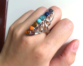 Handmade Jewelry Rings for Women Vintage 7 Chakra Rings Anniversary Ring Rainbow Ring Personalized Gifts for Her