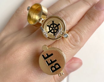 Best Gift BFF Rings Rotates Best Friends Forever Ring for Bestie Rings Gold Cartoon Ring Couple Ring Friendship Back to College School Gifts