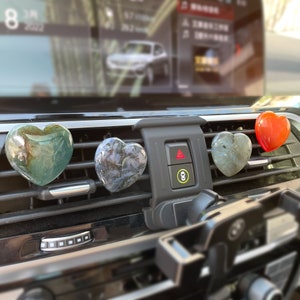 Large Crystal Heart Air Vent Accessory Car Air Vent Clips Car Charm Handmade Gift For Her Green Moss Agate/Labradorite/Carnelian/Sodalite
