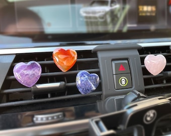 Meilleur cadeau fait main coeur pierres précieuses clips de ventilation de voiture décor cristal charme de voiture quartz rose cadeau personnalisé pour elle accessoires de voiture