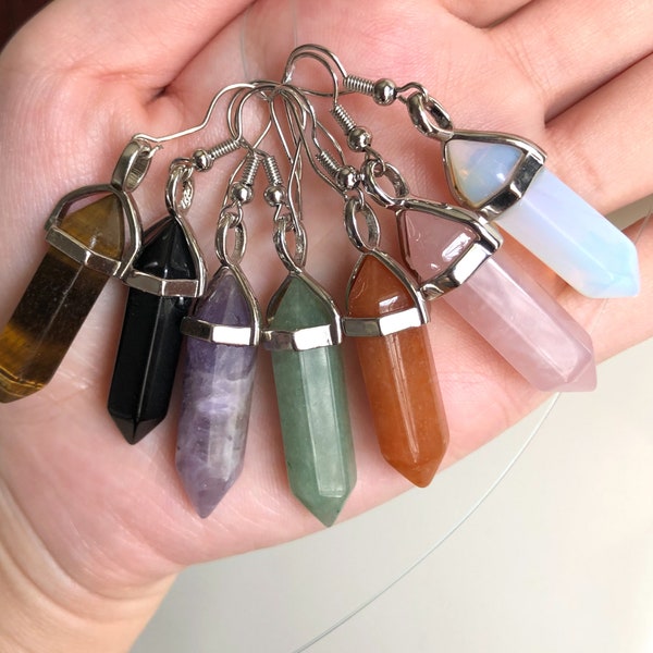 Karneol OhrringeKristall Ohrringe baumeln Kristall Punkt Rosenquarz Ohrringe Opalite Amethyst Obsidian Personalisiert Back to School Geschenk