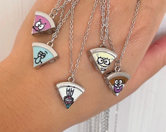 Pizza Necklaces Set of 5 for Best Friends Forever Necklace BFF Necklace Friendship Necklace Cute Cartoon Happy Birthday Gift for Hers