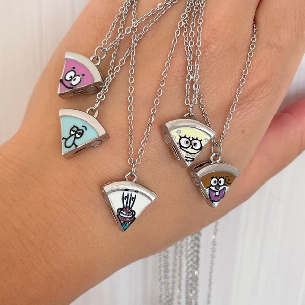 Lot de 5 colliers pizza pour meilleurs amis pour toujours, collier meilleure amie, collier d'amitié, dessin animé mignon, cadeau de joyeux anniversaire pour la sienne