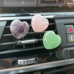 3CM Heart Car Accessory for Woman Crystal Car Charm Rose Quartz / amethyst / Green Aventurine Car Vent Clip Personalized gift father