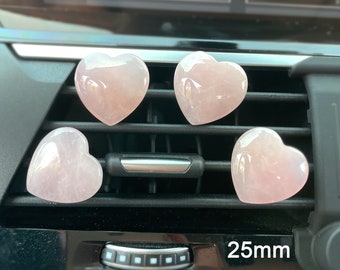 Rose Quartz Car Air Vent Clips Decor Crystal Car Charm Heart Gemstones Handmade Personalized Gifts for Her Car Accessories New Driver Gift