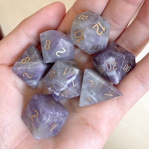 Handmade Amethyst Dice Set Purple Dice Set Natural Gemstone Collection Jade Dices for Dungeons & Dragons Back to School Gift