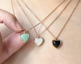 Green Aventurine Necklace Carnelian Heart Necklaces for Couple Soulmate Best Friends Handmade Jewelry Personalised Necklace Gift for Her