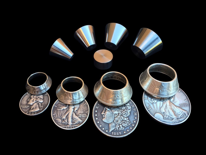 The ORIGINAL Coin Ring Folding Cone SET with Spacer for all 1/4 inch 5/8 inch holes in Coin Rings, Stainless Steel image 3