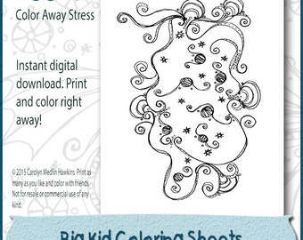 Celestial - adulto colorear libro página - descarga inmediata - dibujado a mano original - doodle art - garabatos - imprimible - alivio de tensión
