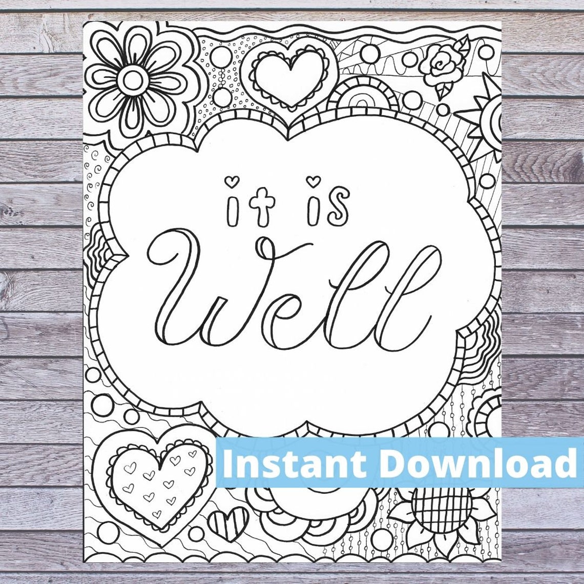 Coloring Page It is Well With My Soul Adult Coloring Page Etsy