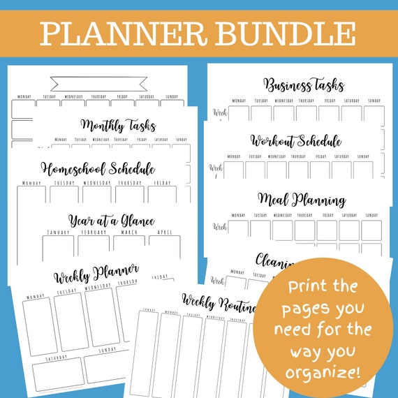 Printable Planner Downloadable Planner Organize Undated | Etsy