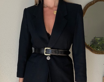 Vintage Classic Black Pure Wool Blazer Petite