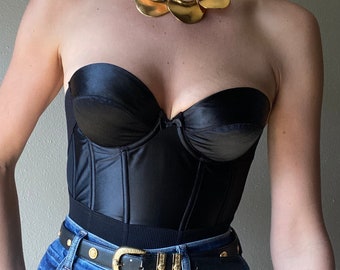 Vintage Black Strapless Corset Top 34B