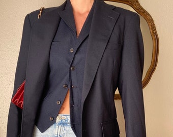 Vintage Oversized Navy Blue Boyfriend Blazer Made in USA