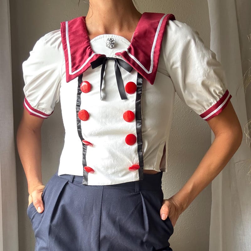 Gorman Sailor Collar Knit Top (Blue)