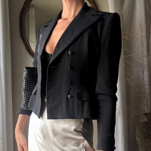Vintage Ralph Lauren Silk Cropped Blazer: Double Breasted, Made in USA