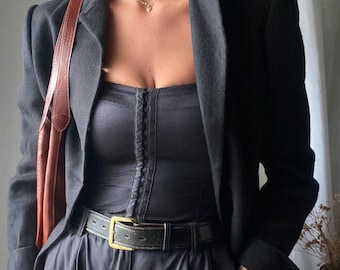 Chaqueta vintage negra de pelo de camello