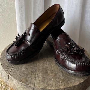 Mocassini da uomo in pelle bordeaux vintage color sangue di bue