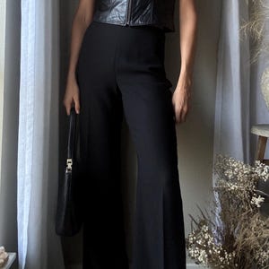 Vintage Classic Black Wide Leg Trousers 34" Inseam