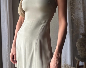 Vintage DKNY Silk Taupe Mini Dress NWT Deadstock
