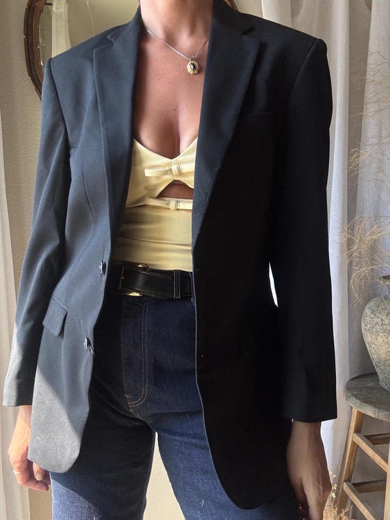 Preloved Black Wool Blend Structured Oversized Bo… - image 4