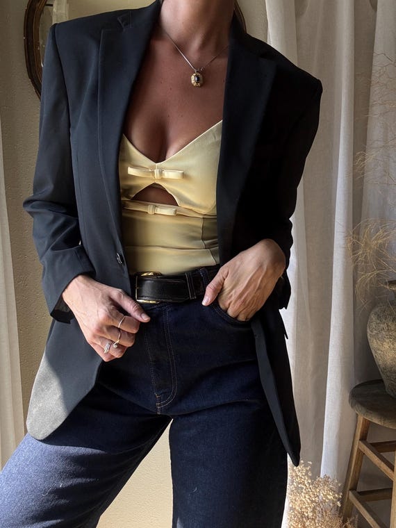 Preloved Black Wool Blend Structured Oversized Bo… - image 11