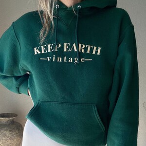 Upcycled Vintage Forest Green Oversized Hoodie Sweatshirt Light Gold ...
