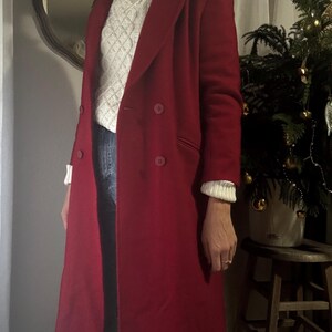 WOOL DOUBLE MAXI COAT COLLARLESS_RED main image 1