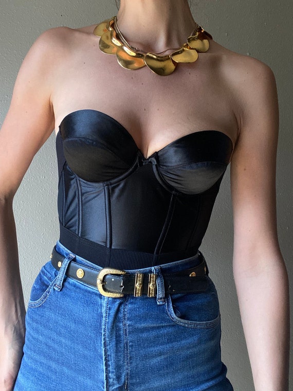 Vintage Black Strapless Corset Top 34B