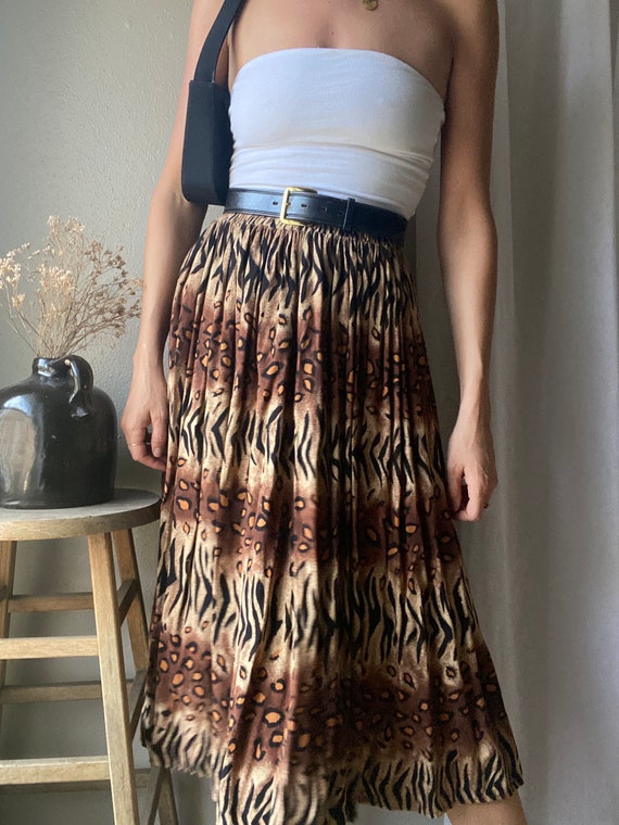 Vintage Abstract Animal Print Pattern Long Rayon … - image 2