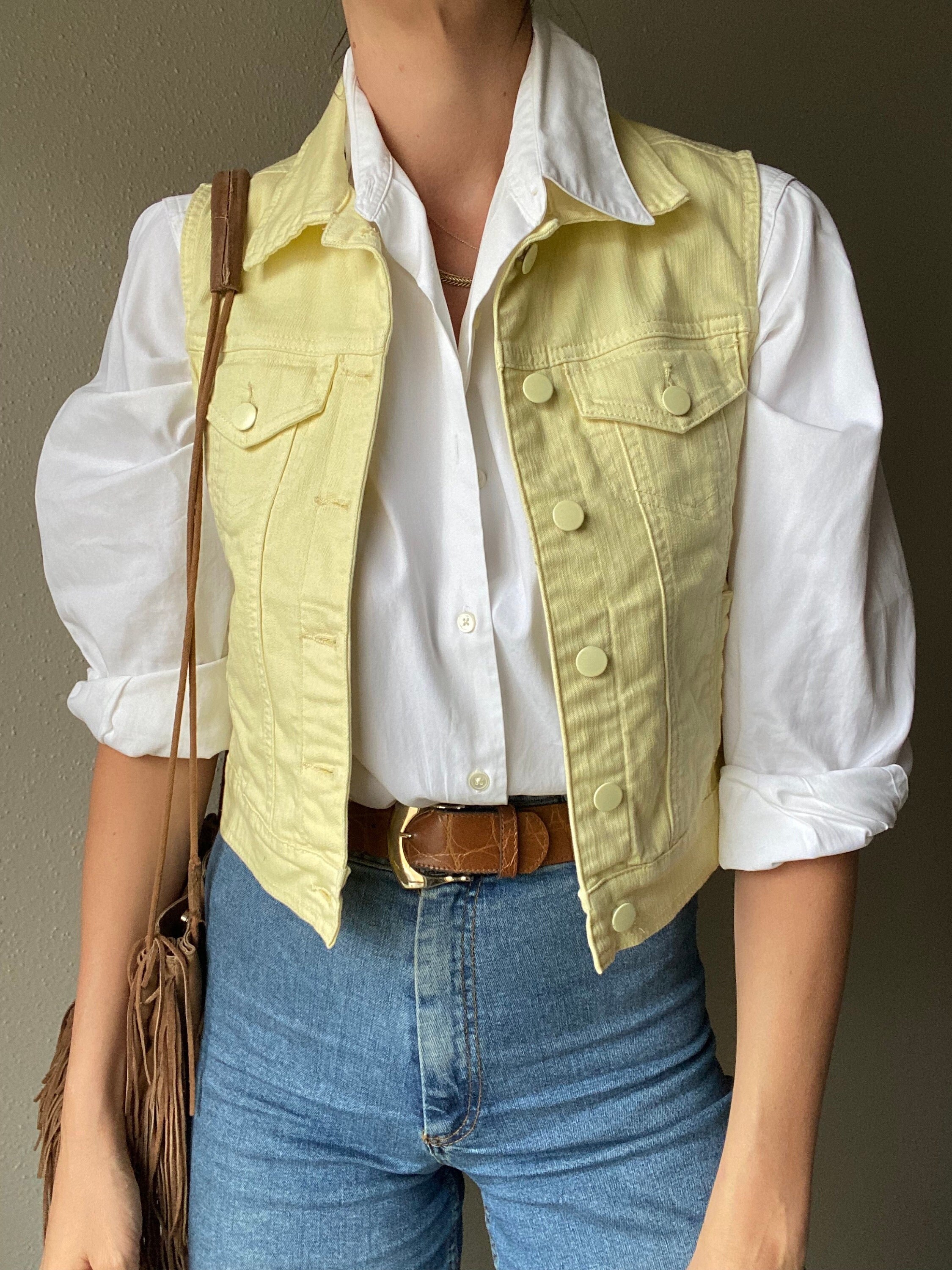 Yellow denim best sale vest