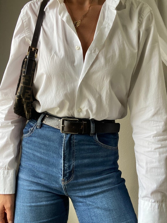 Vintage Calvin Klein Dark Brown Belt Wide Leather… - image 1