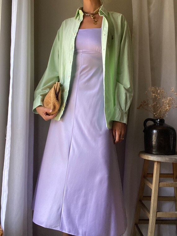 Vintage Lilac Purple Long Empire Waist Halter Dress Straight Neck Spaghetti  Straps - Etsy