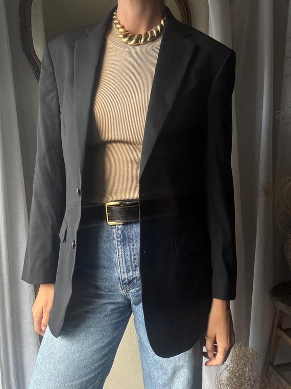 Preloved Black Wool Blend Structured Oversized Bo… - image 3