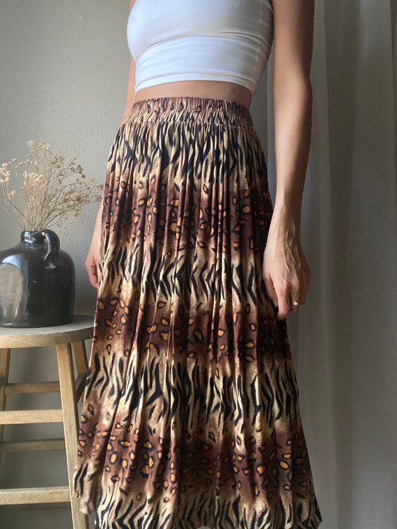 Vintage Abstract Animal Print Pattern Long Rayon … - image 6