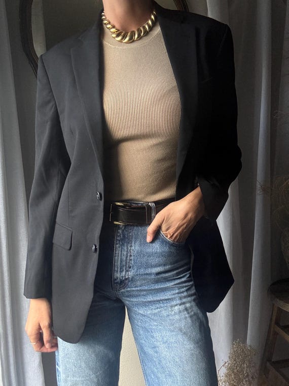 Preloved Black Wool Blend Structured Oversized Bo… - image 9