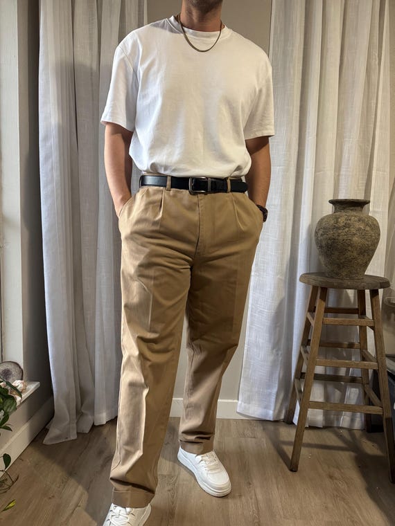 90s Polo Ralph Lauren 45 KHAKI ワイド チノ白 Vintage Polo Ralph