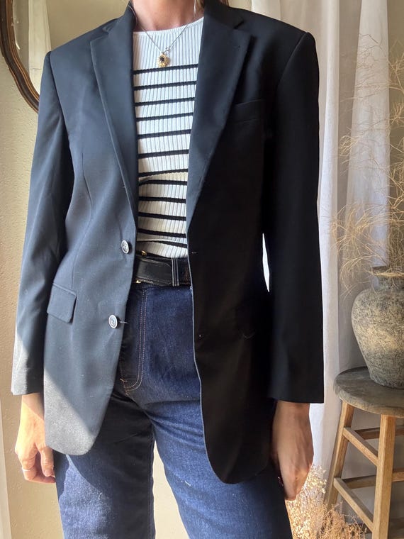 Preloved Black Wool Blend Structured Oversized Bo… - image 12