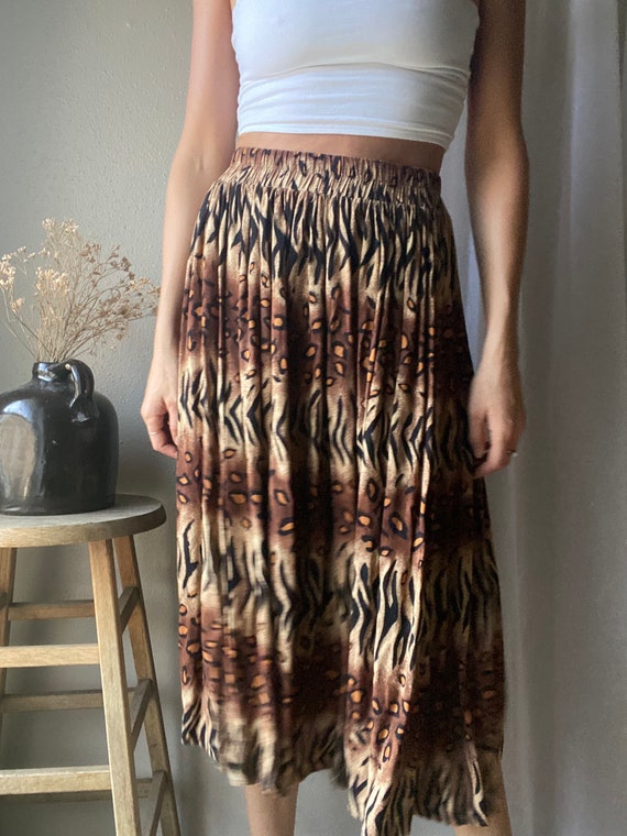 Vintage Abstract Animal Print Pattern Long Rayon … - image 4