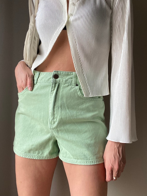 Secondhand Light Jade Green Cotton Denim High Rise