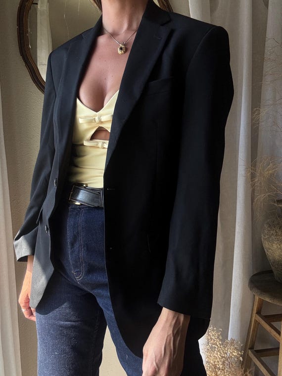 Preloved Black Wool Blend Structured Oversized Bo… - image 7