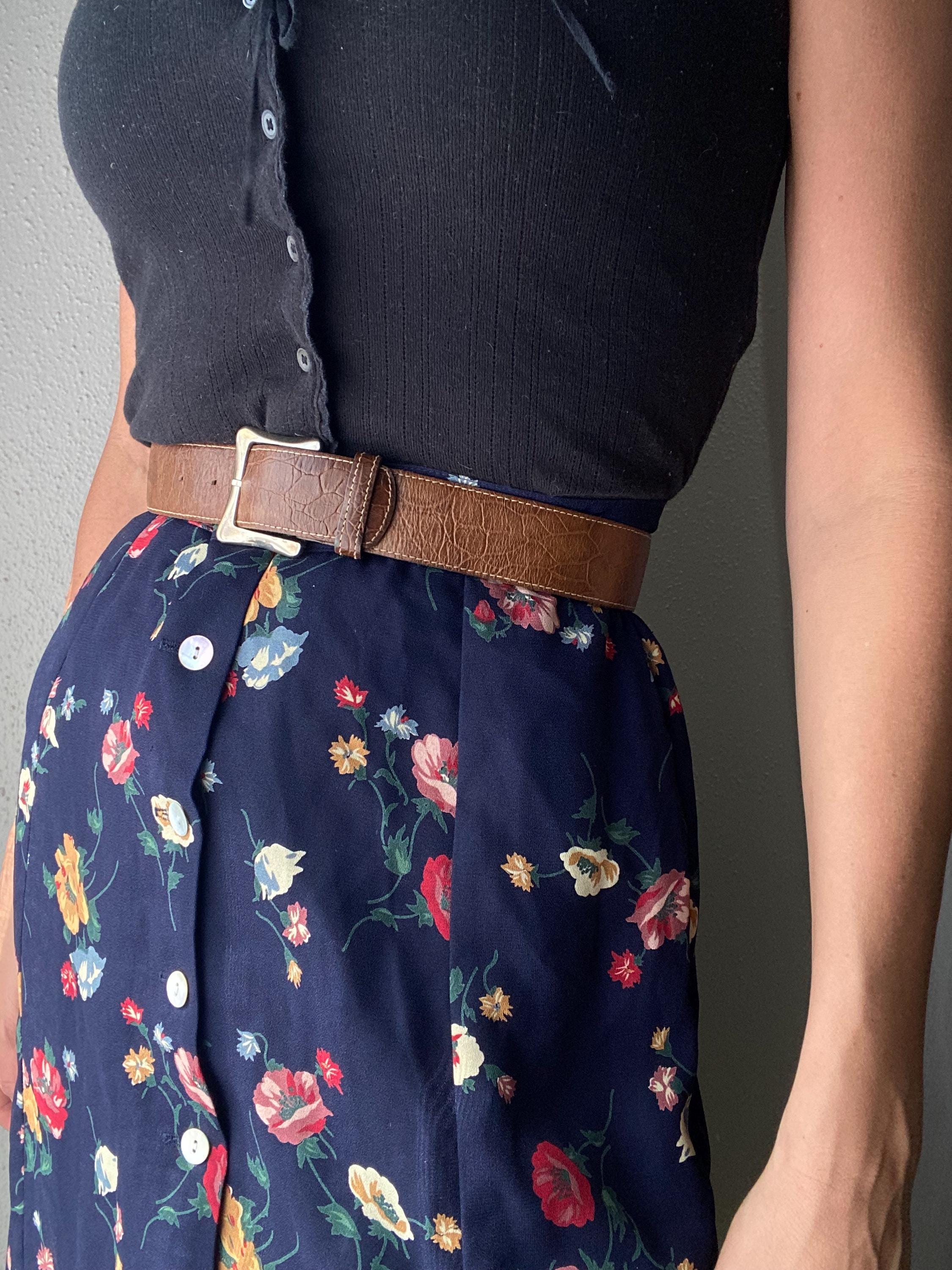 Vintage Priore 80s Wide Leather Slouch Belt Croc Texture Crescent Buckle Medium Stunning Vintage Croc Pattern Genuine Leather Wide Belt  main image 3
