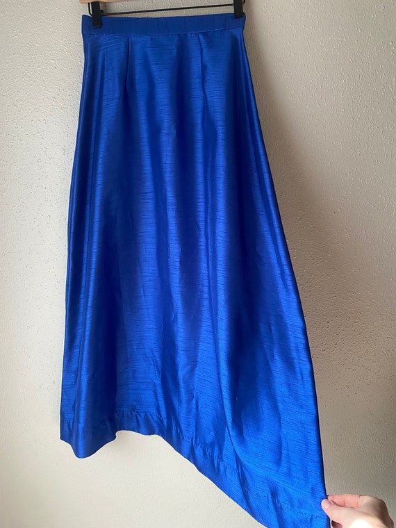 Vintage Royal Blue Silk Satin Long Handmade Skirt