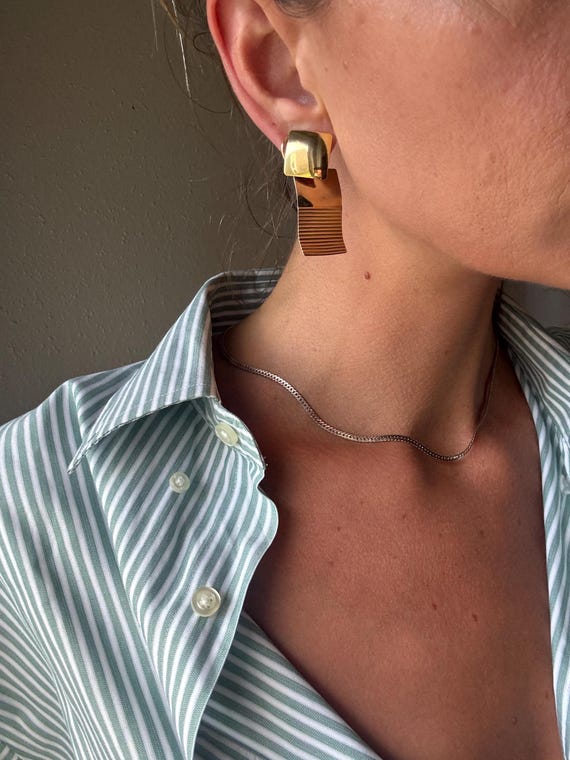 Vintage Square Rectangle Statement Drop Earrings - image 1