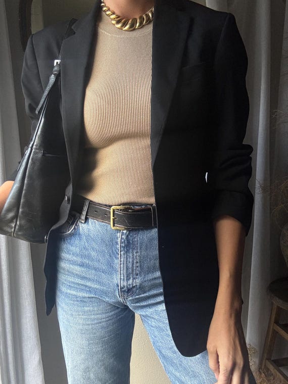 Preloved Black Wool Blend Structured Oversized Bo… - image 13