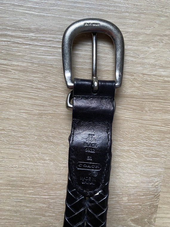 Vintage Coach Black Leather Belt with Braided Det… - image 7