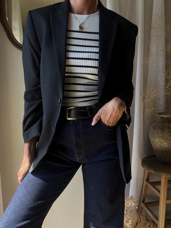 Preloved Black Wool Blend Structured Oversized Bo… - image 14