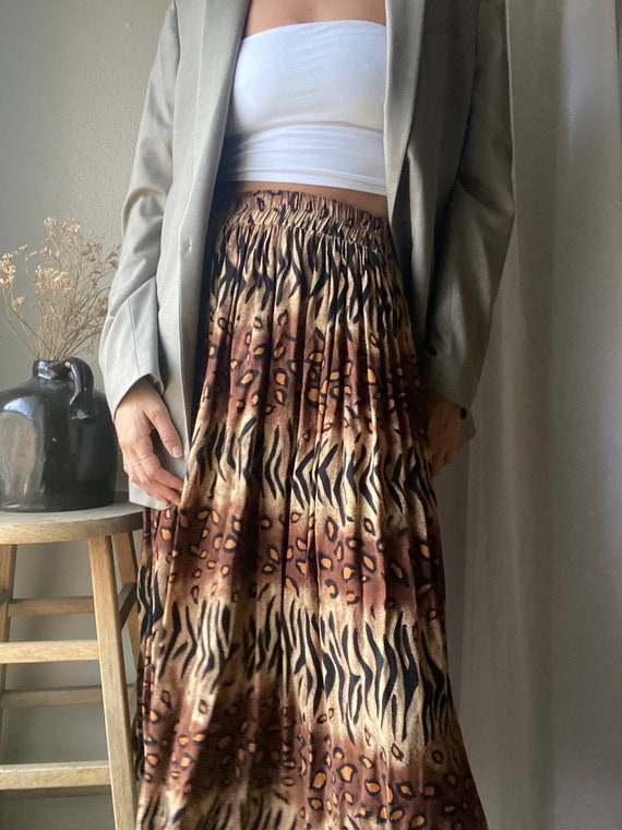 Vintage Abstract Animal Print Pattern Long Rayon … - image 3